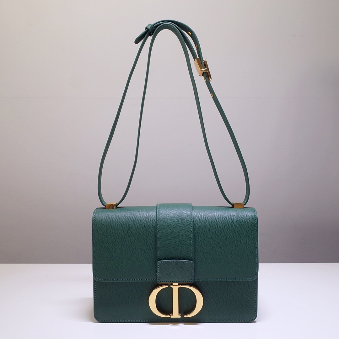 30 Montaigne Bag Dark Green Grained Calfskin